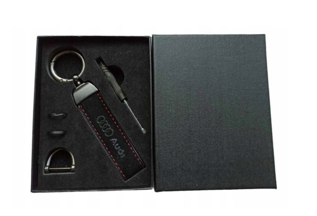 Audi Brelok Breloczek Alcantara Skóra Pudełko Prezentowe