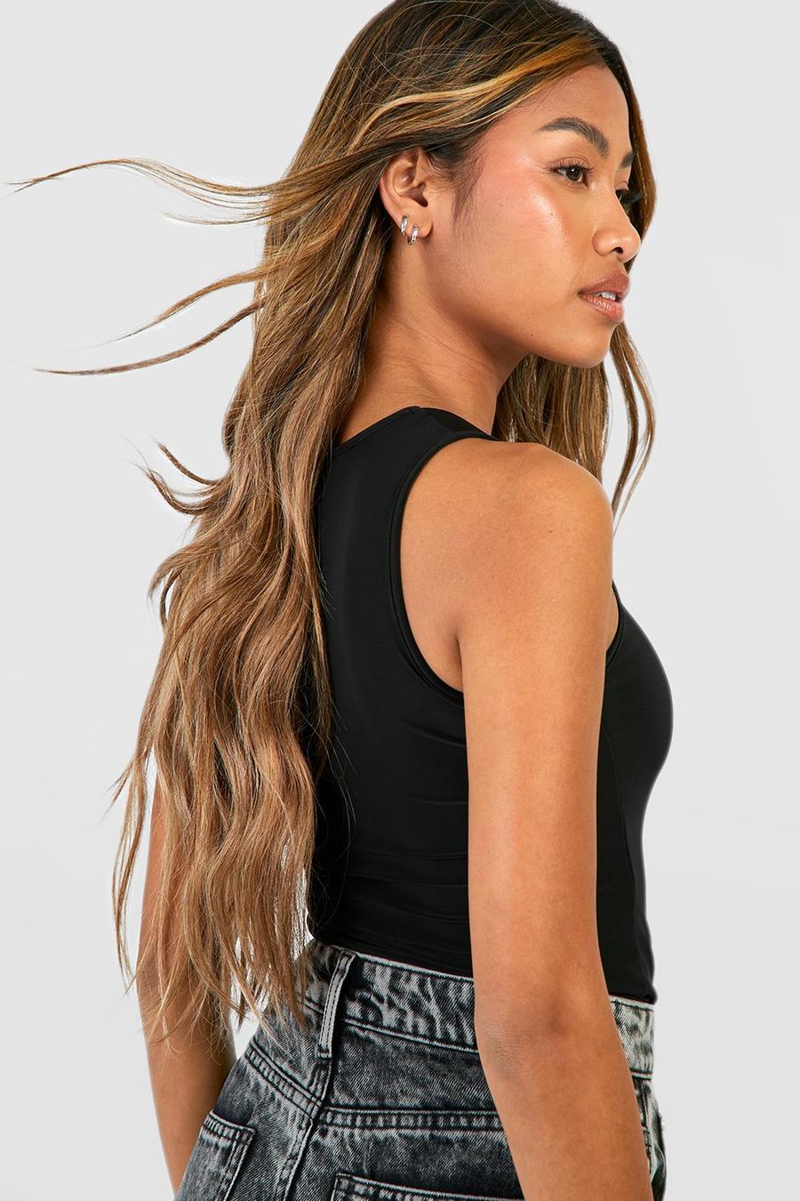 LC91308 *BOOHOO CZARNE BODY NA RAMIĄCZKACH BASIC CASUAL XS Rozmiar XS (34)