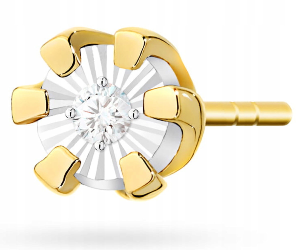 Zlatý Náušnice Briliant Diamant Klasický 1 Kus Helix