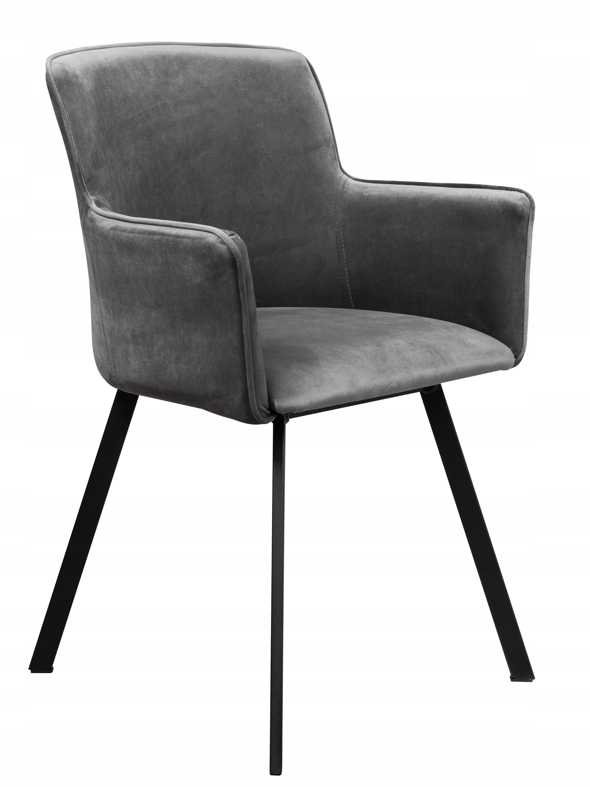 Velurové Jídelní Křeslo S Kovovými Nohami Do Obývacího Pokoje, Loft, Šedá Barva