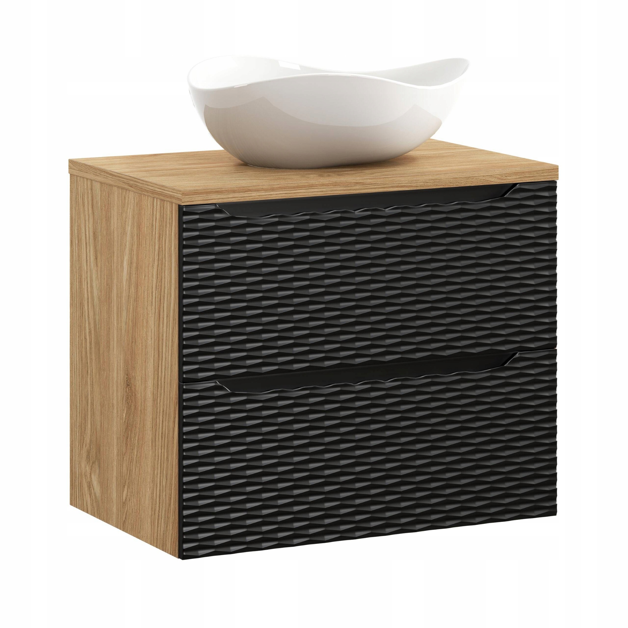 Szafka z Umywalką Ocean Black 70cm z Blatem i Umywalką Nablatową Cloud