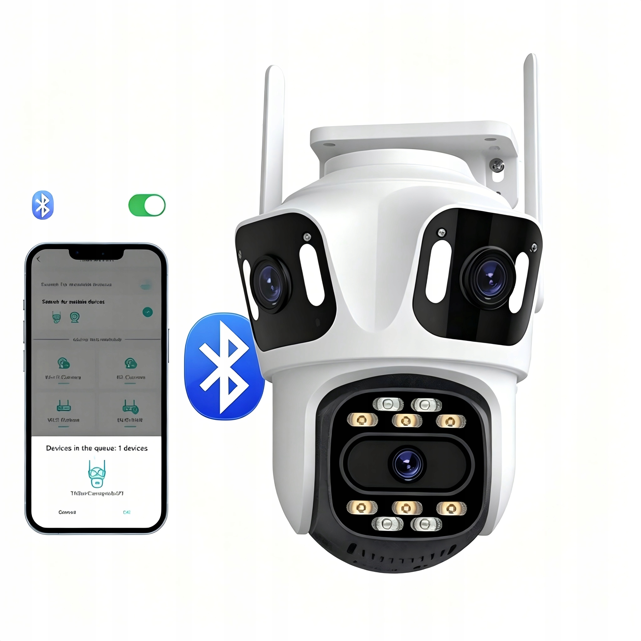 Venkovní Ip WiFi trojitá otočná kamera Uhd zoom Icsee 3v1 smart