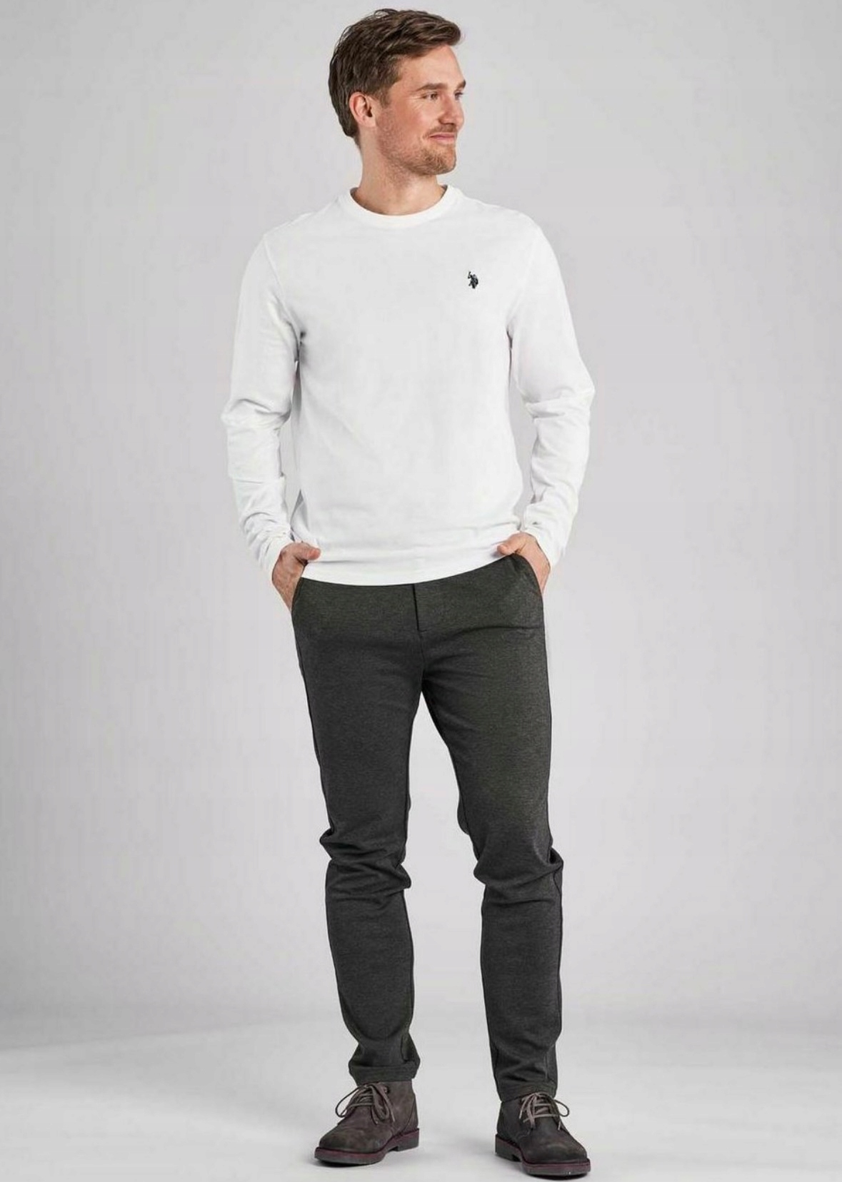 U.S. Polo Assn. Biała Bluzka Męska Długi Rękaw Logo Haft Longsleeve r. XXL EAN (GTIN) 631486101075