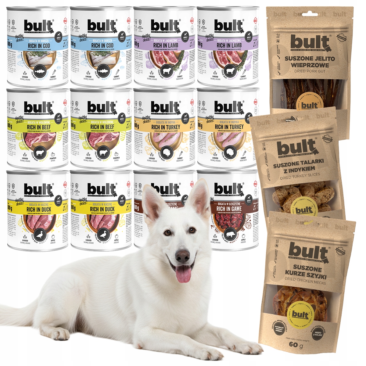 Levně Vlhké Krmivo Pro Psa Bult Plechovky Bohaté Na Chuť MIX 12x800 g Eko Pochoutky