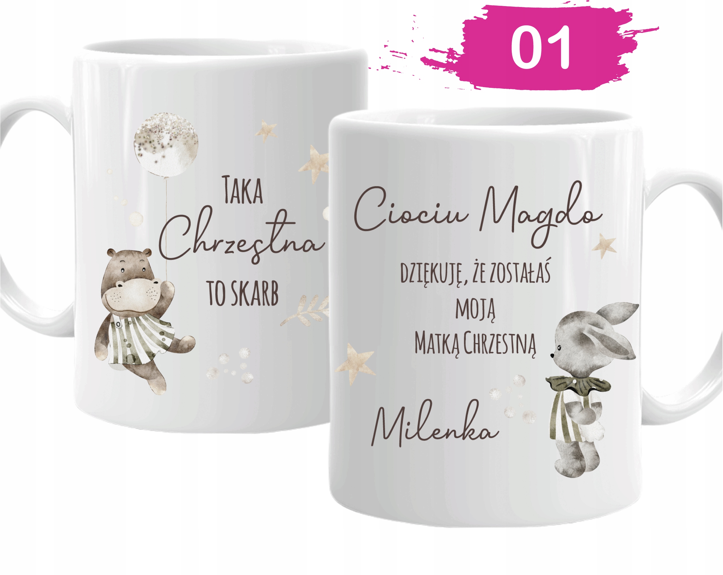 Kubek CHRZEST podziękowanie dla CHRZESTNYCH boho CHRZEST prezent w2 Tematyka, motyw Kubek na podziękowanie dla CHRZESTNYCH boho