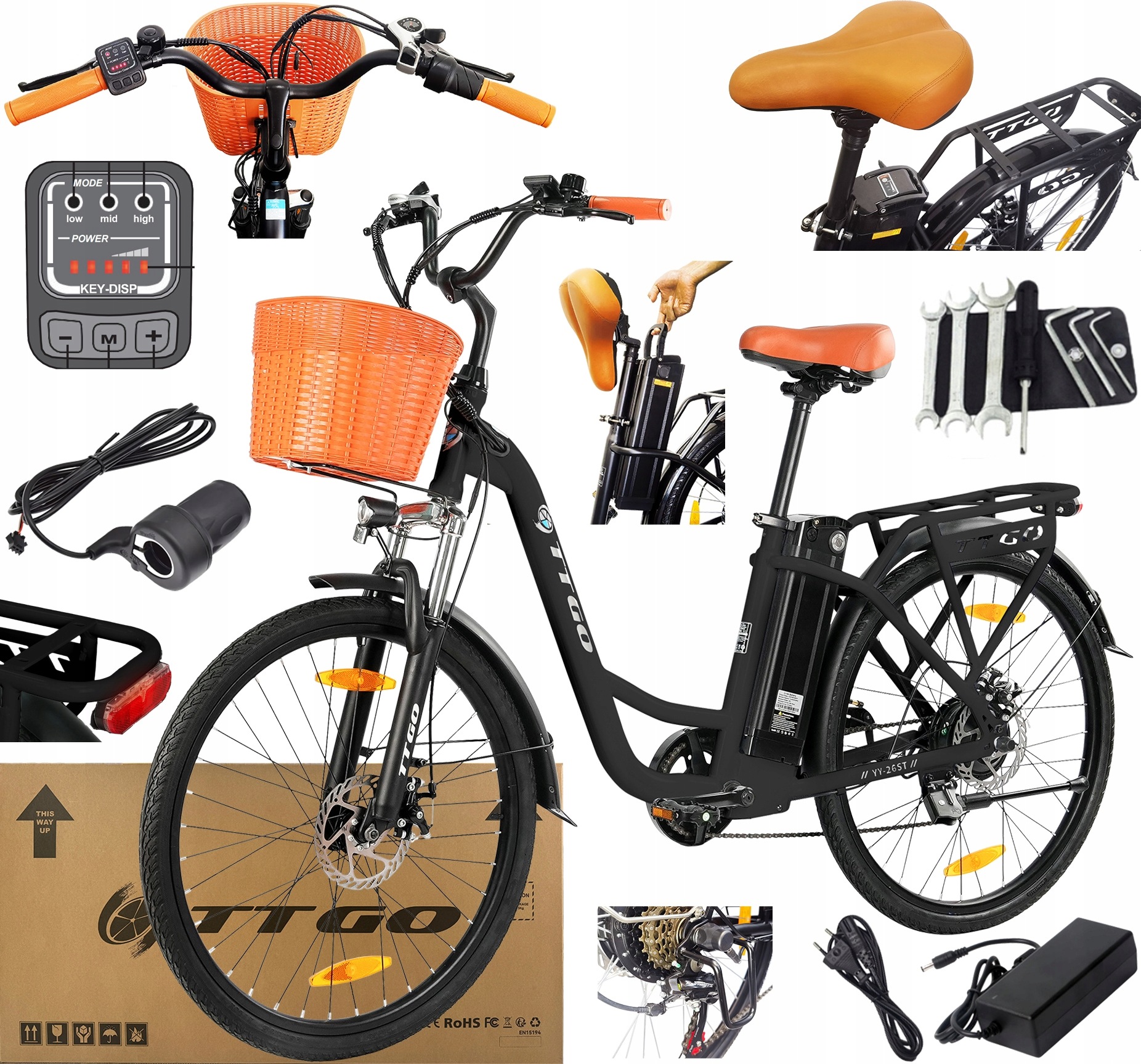 Elektrokolo Ttgo C2 250W 25KM/H 36V 14.5AH 75KM 26" plynová páka