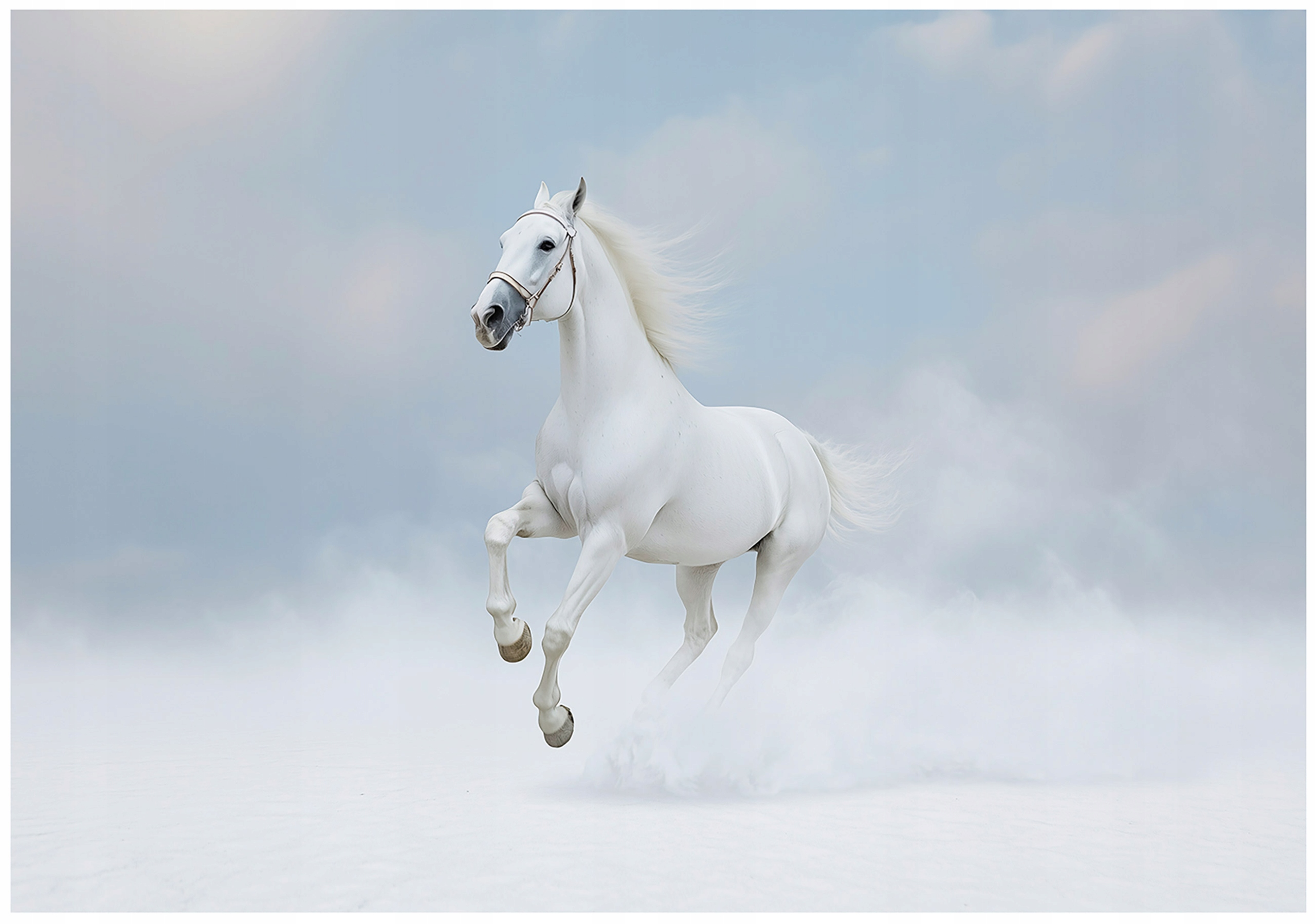 Fototapeta Kůň Bílý Mraky Zvířata Na Zeď Ložnice Obývací Pokoj 300x210