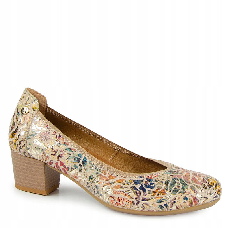 Maciejka 04802-22/00-5 Béžové Kožené Lodičky S Vzory 40