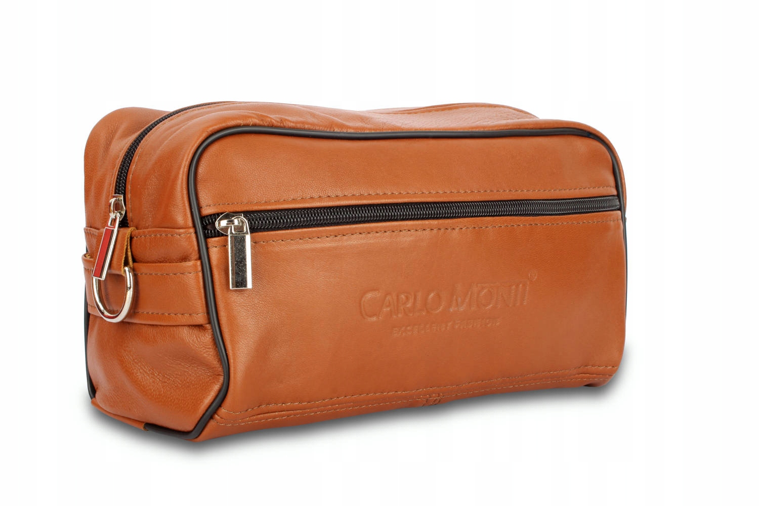 Elegantní Kožená kosmetická taška Velká z přírodní kůže Světle hnědá KOS3-JB