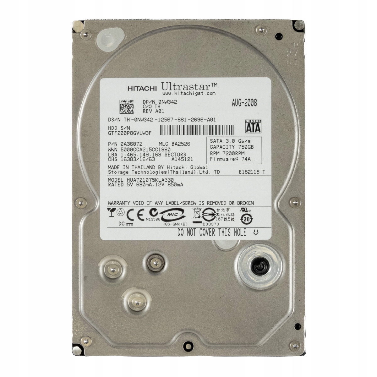 Dell 0NW342 750GB 7.2K 32MB Sata II 3.5'' HUA721075KLA330