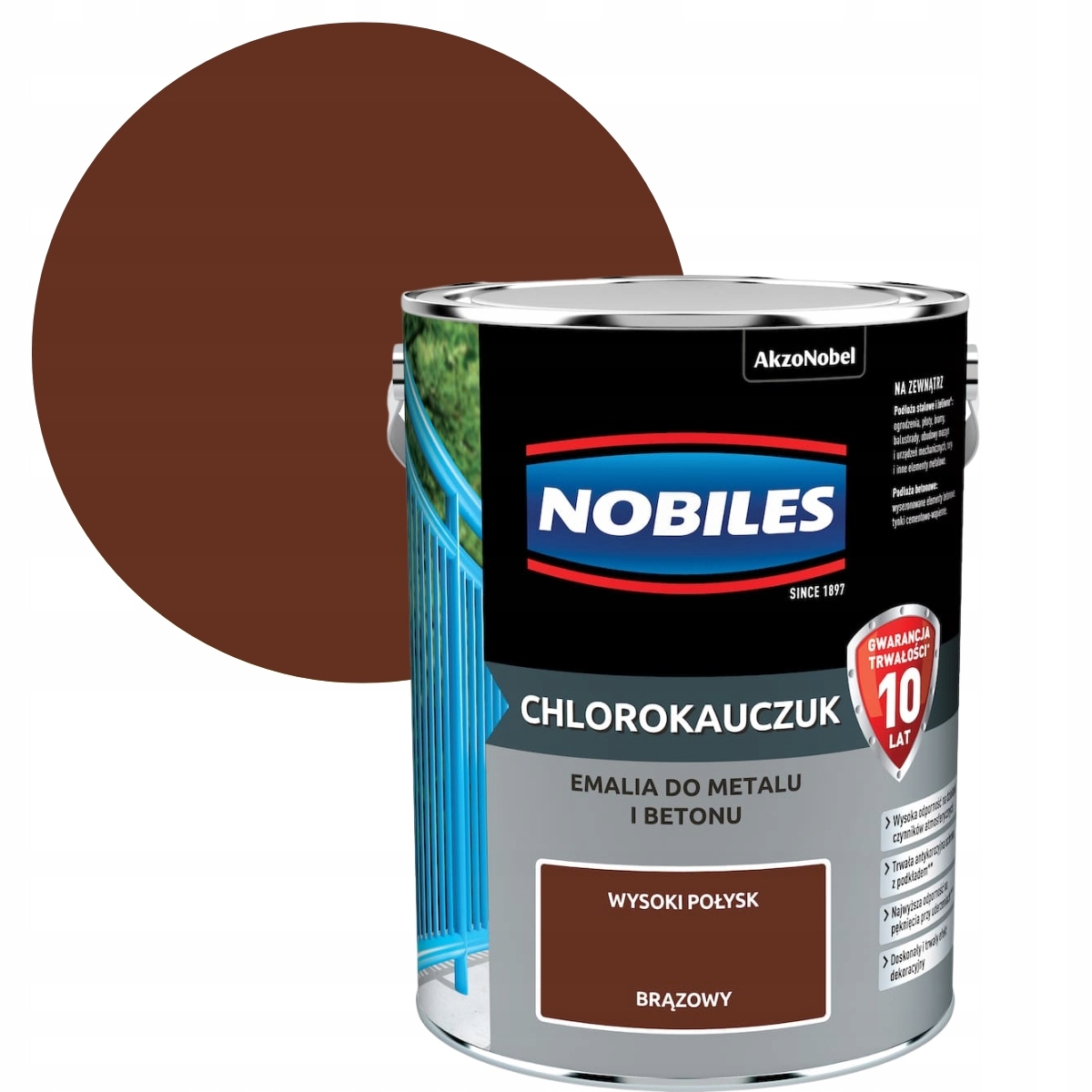 Nobiles Chlorokaučuk Hnědý 5L Smalt Na Betonu A Kov