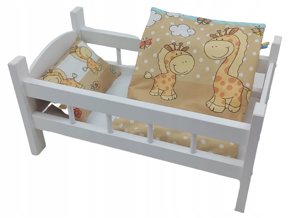 ŁÓŻECZKO DREWNIANE BIAŁE dla lalek +POŚCIEL