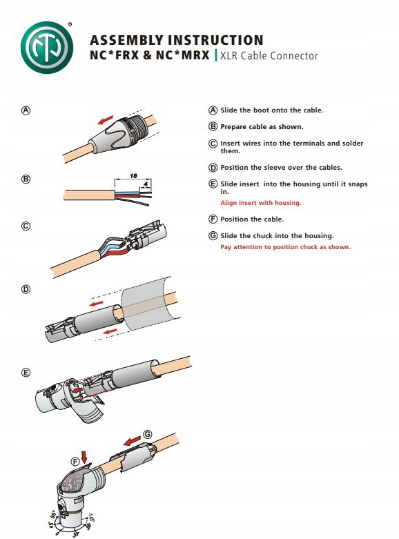 NC3FRX Złącze XLR F żeńskie Kątowe 3 PIN NEUTRIK Przeznaczenie na przewód