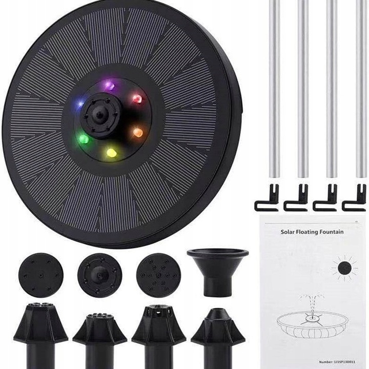 FONTANNA SOLARNA OGRODOWA PŁYWAJĄCA POMPA WODY DO OCZKA WODNEGO RGB LED