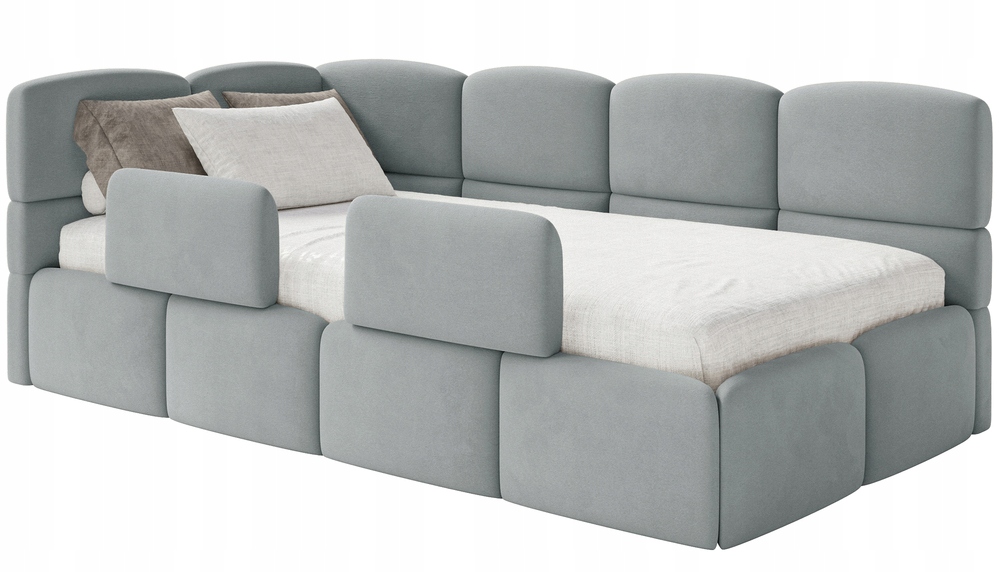 Postel pro mláděž 120 x 200 cm Cloudy šedá sametová levá