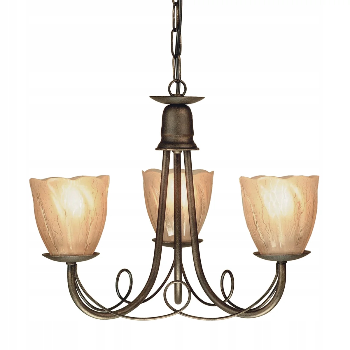 Závesná svietniková lampa čierna zlatá klasická rustikálna 3 body Elstead