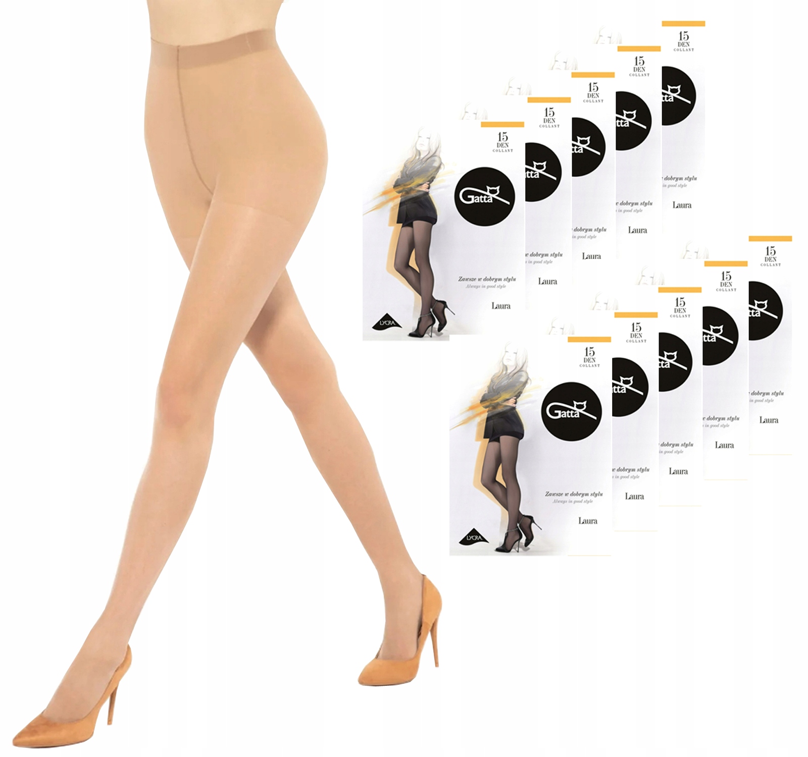 10 X Punčocháče Gatta Laura 15 Den Daino 6-XXL