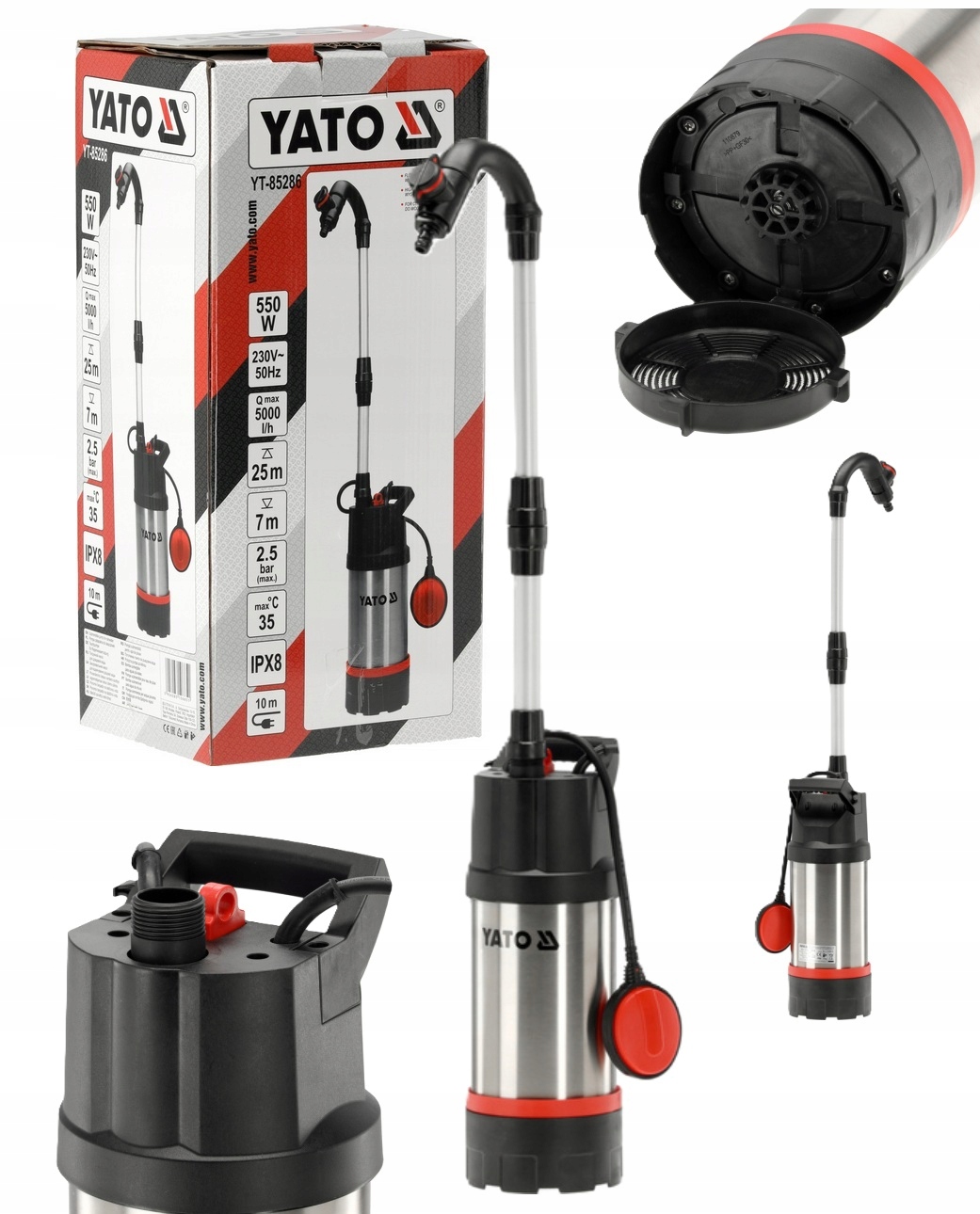 Ponorná Pumpa Na Vodu S Plavákom Inox 5000 l/h 550 W YT-85286