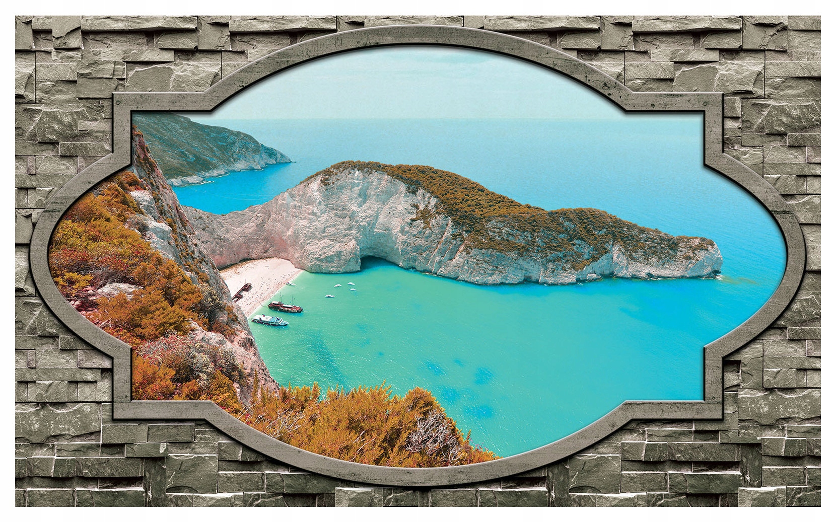 Fototapeta Rajské pobřeží Azurové moře Laguna Skály 350x250 lepidlo