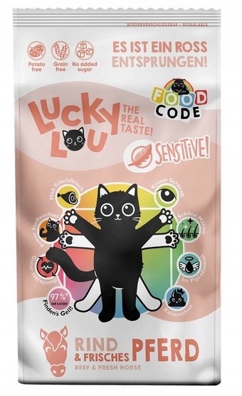 Levně Lucky Lou Food Code Sensitive Hovězí & Koňské maso 1,7kg