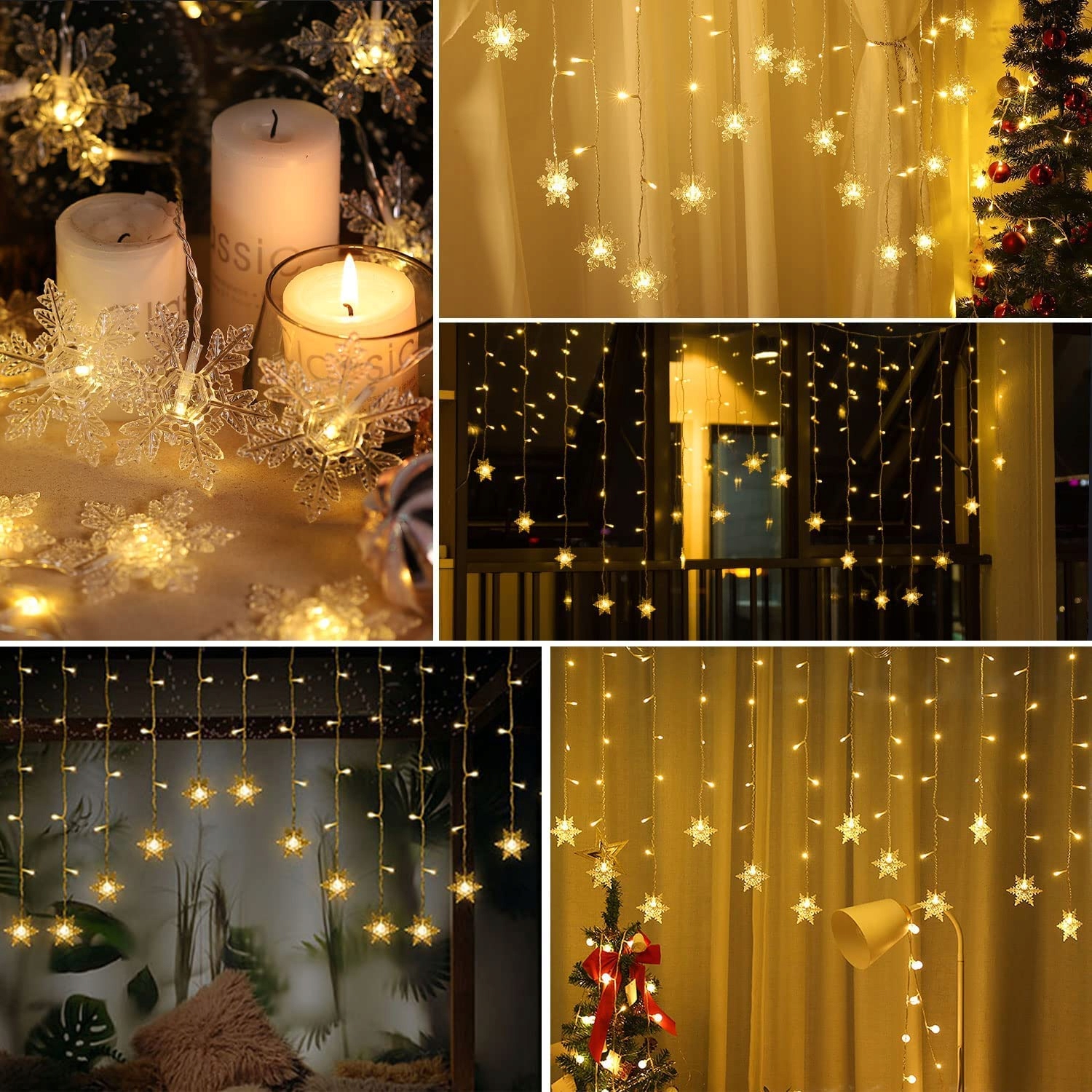 BLOOMWIN Kurtyna Girlanda Świetlna Świąteczne Lampki 2x1M 104LED IP44 — miniatura 7