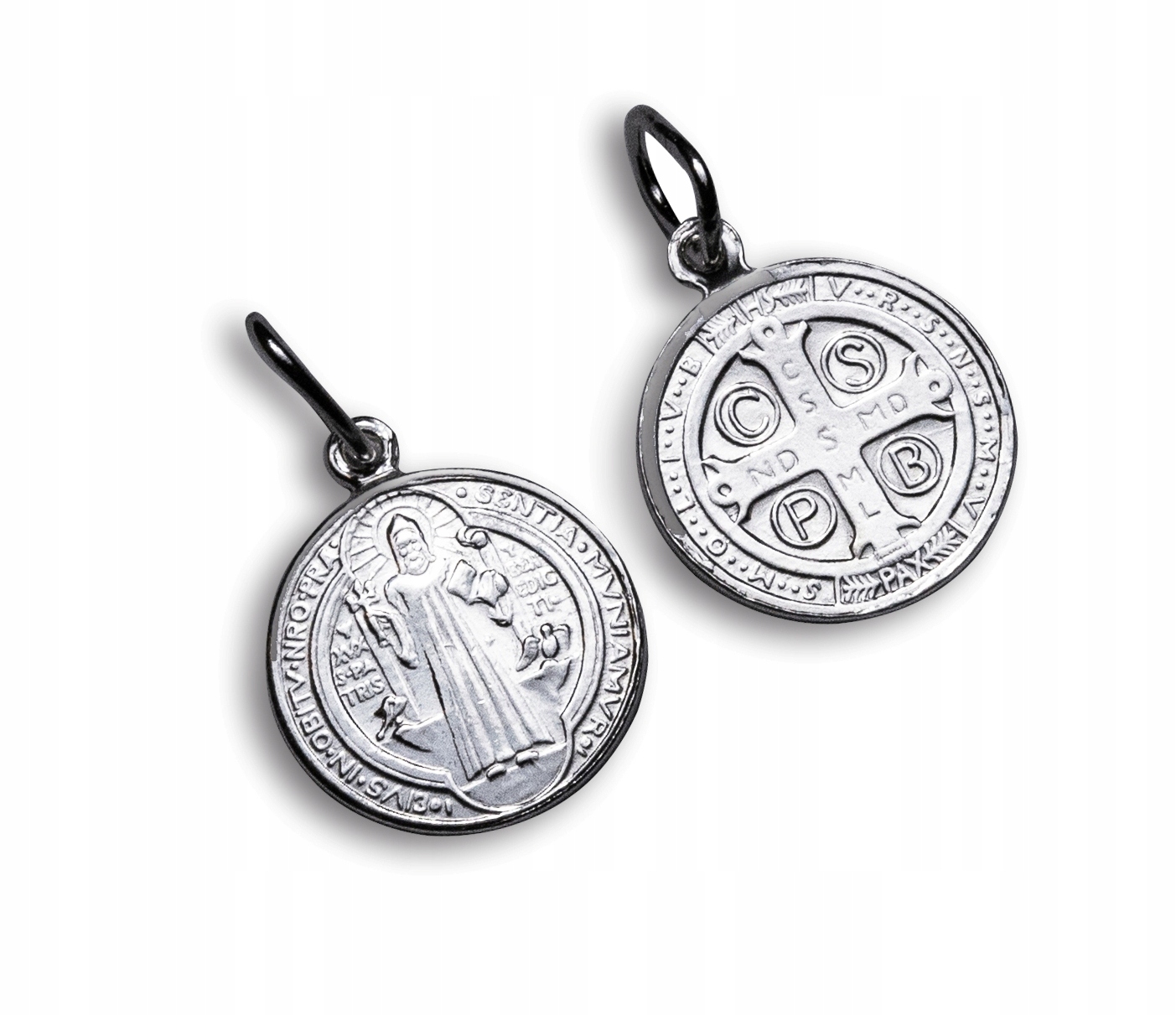 

Srebrny 1cm Medalik Krzyż św. Benedykta Ihs pr.925