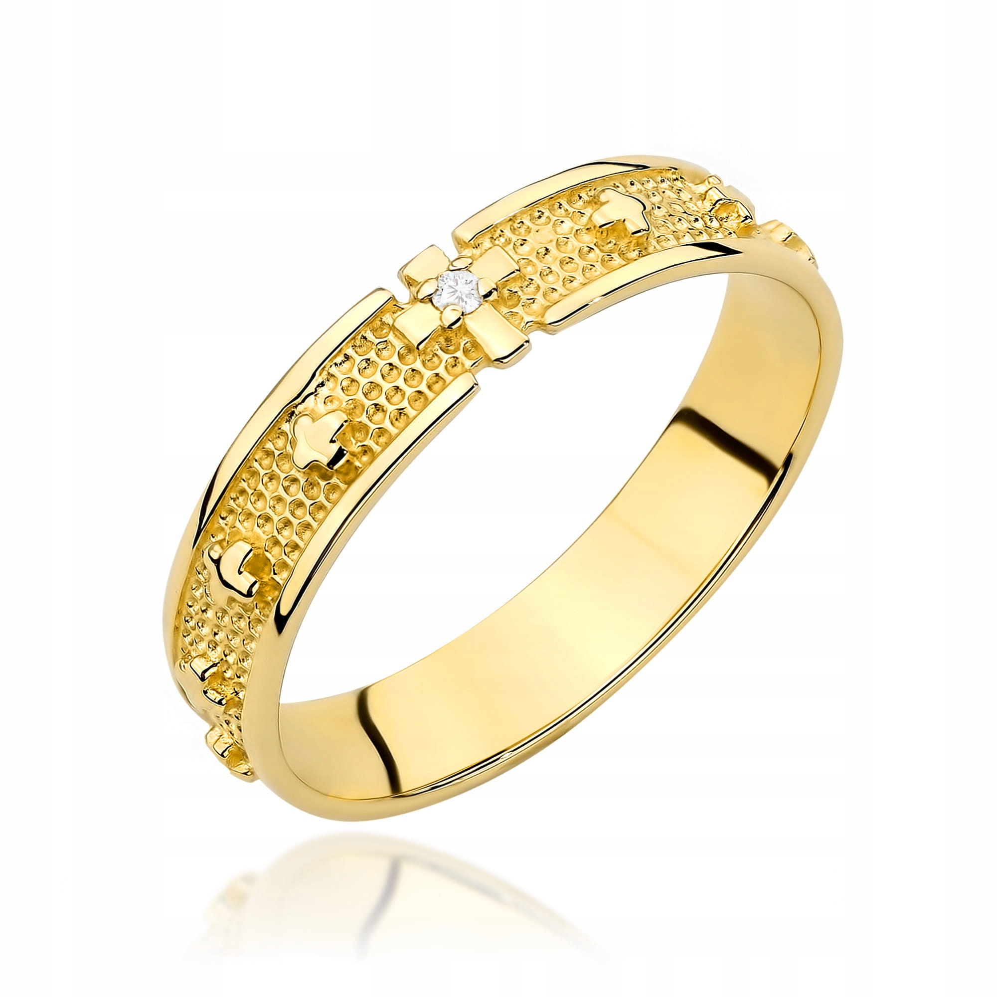 Zlatý prsten růženec 585 s diamantem 14K prstýnek