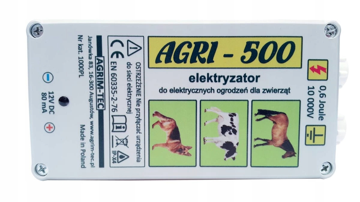 Pastuch 12V/230V AGRI-500 0,6 J pies kot kuna koń EAN (GTIN) 5906874525005