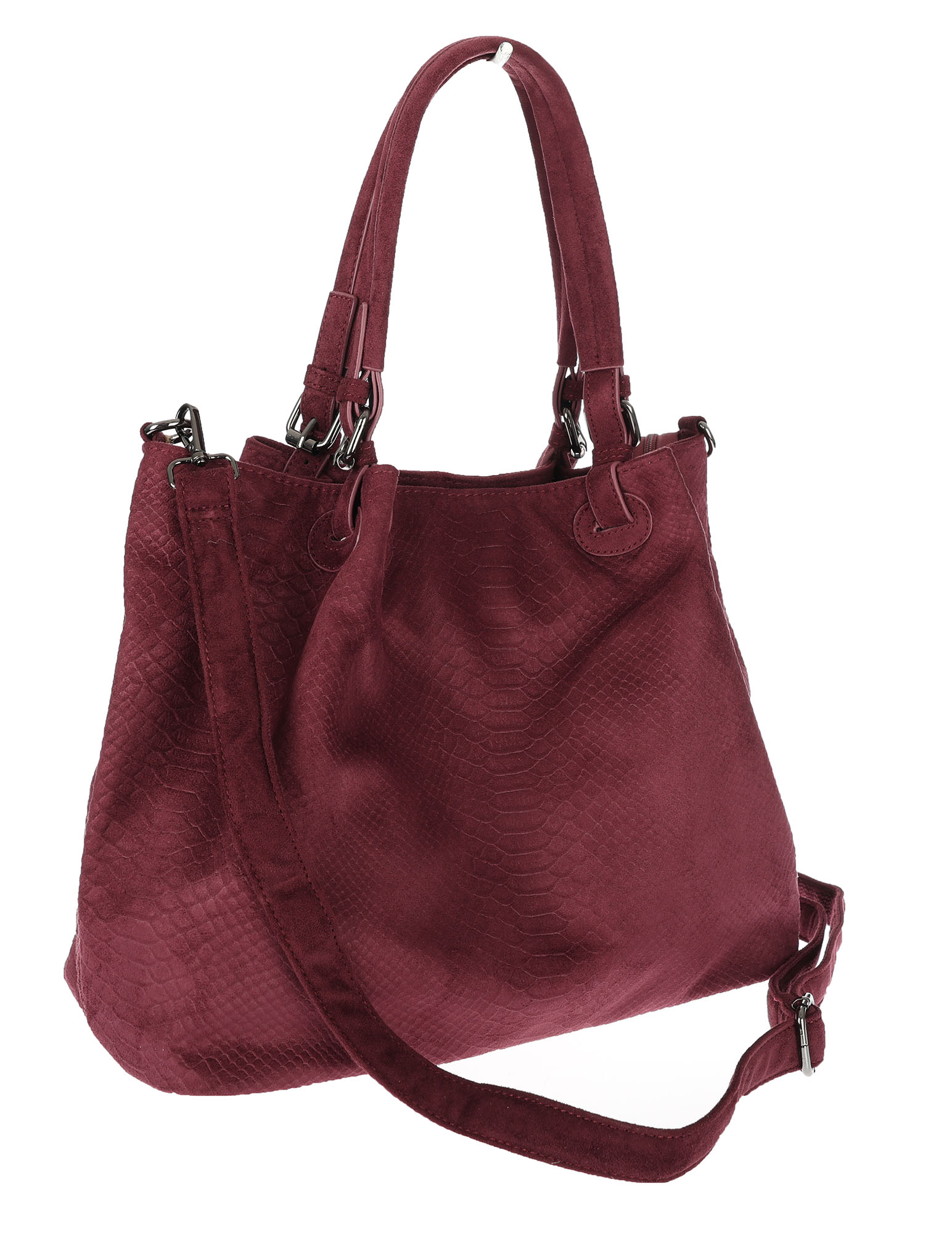 Dámská semišová kabelka shopper přes rameno do ruky PB140 Bordó