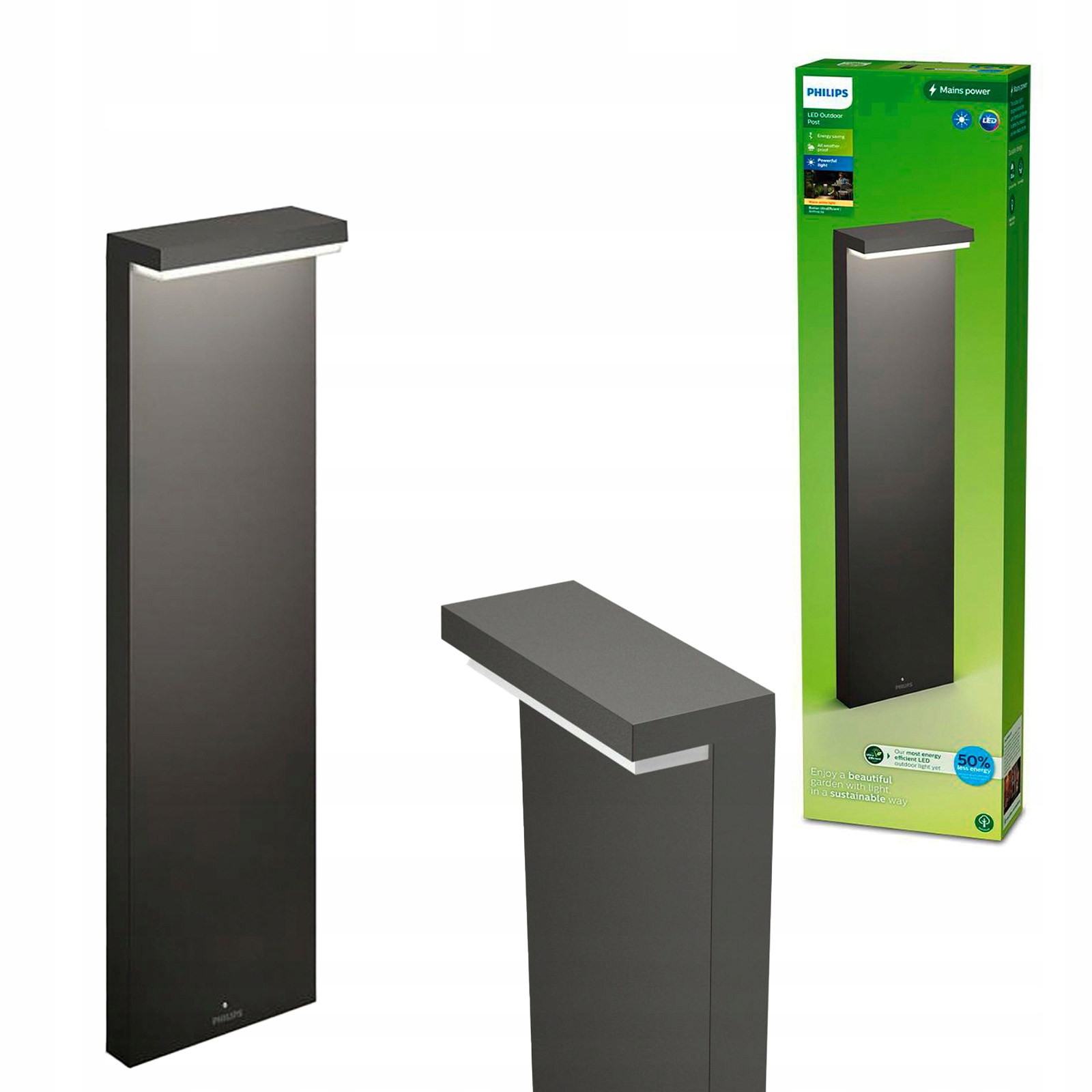 Led záhradná lampa Bustan 3,8W 2700K teplá IP44 antracitová Philips