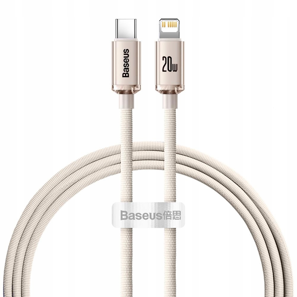 Baseus kabel Crystal Shine Usb-c Lightning 1,2 m 20W różowy