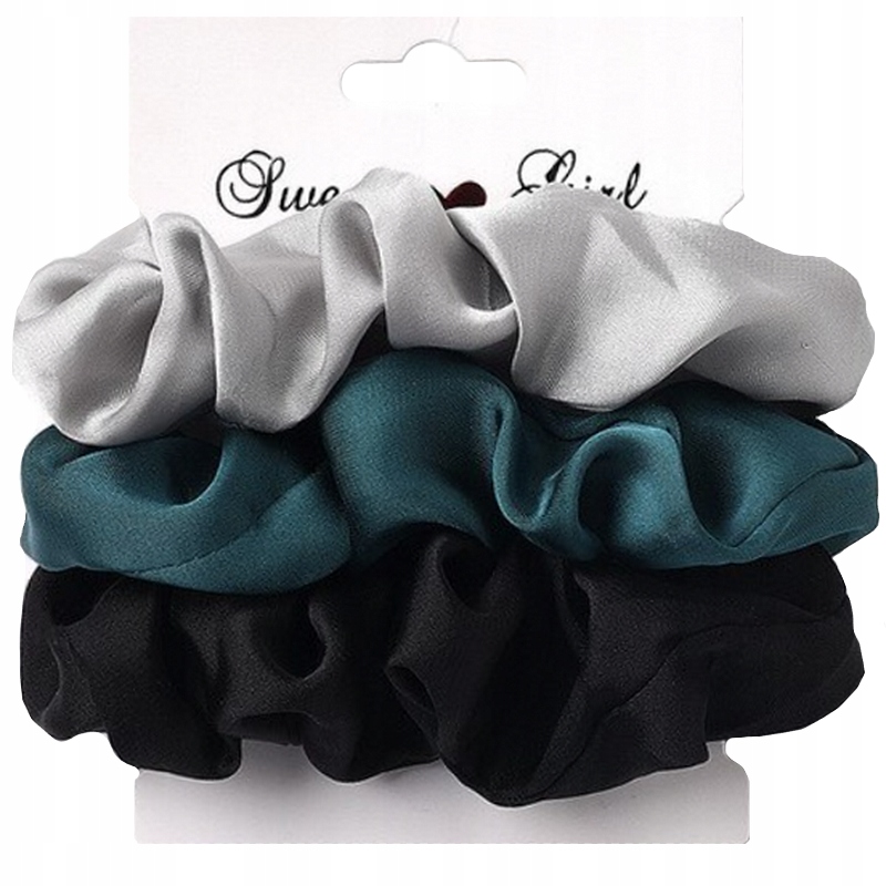 

Zestaw Gumek Do Włosów Scrunchie Zielona 3 Sztuki