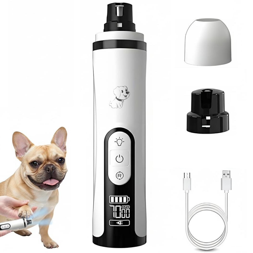 Levně Profesionální bruska na psí drápky, tichý zastřihovač drápků pro domácí mazlíčky se 2 Led světly