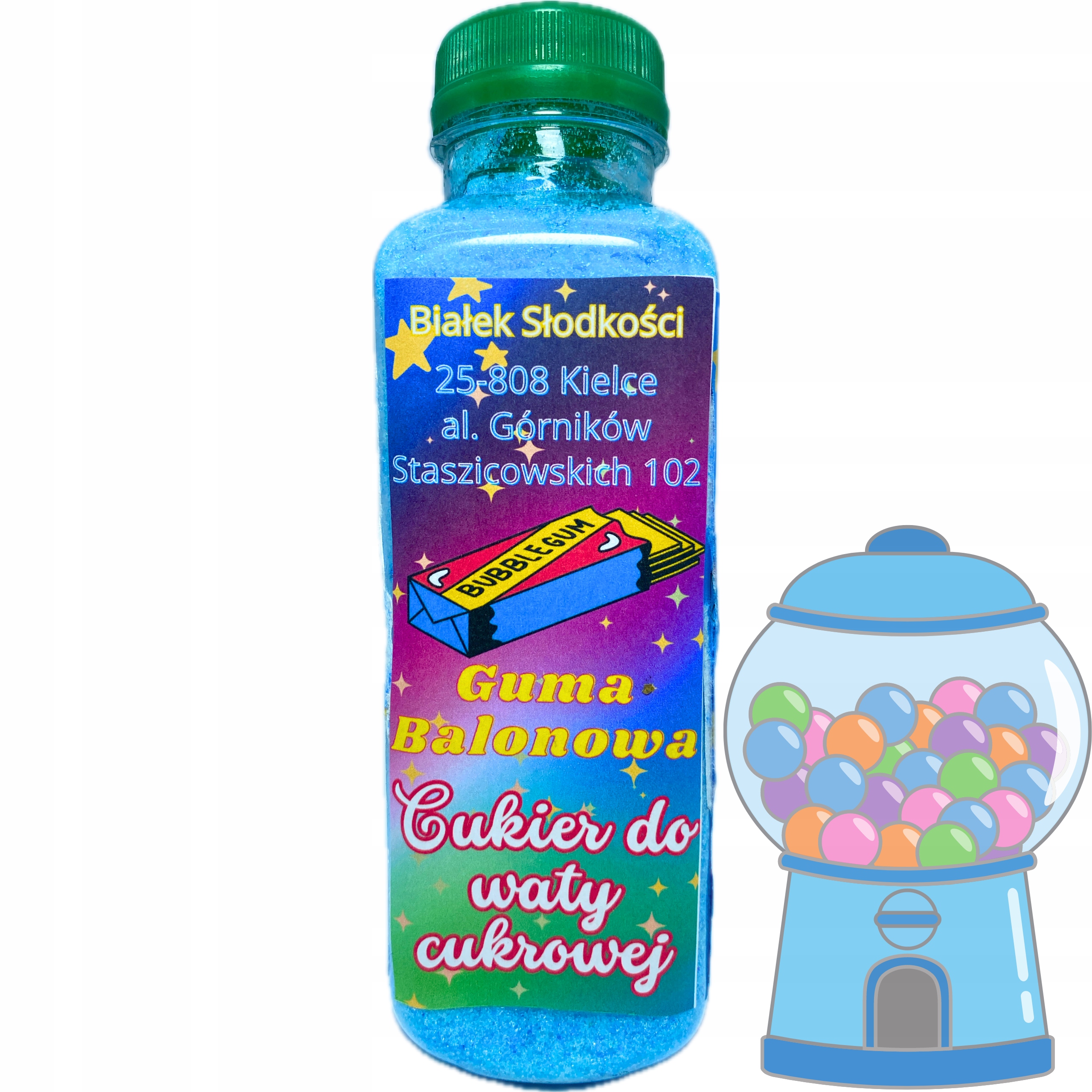 Cukier do Waty Cukrowej - 340g GUMA BALONOWA NIEBIESKA
