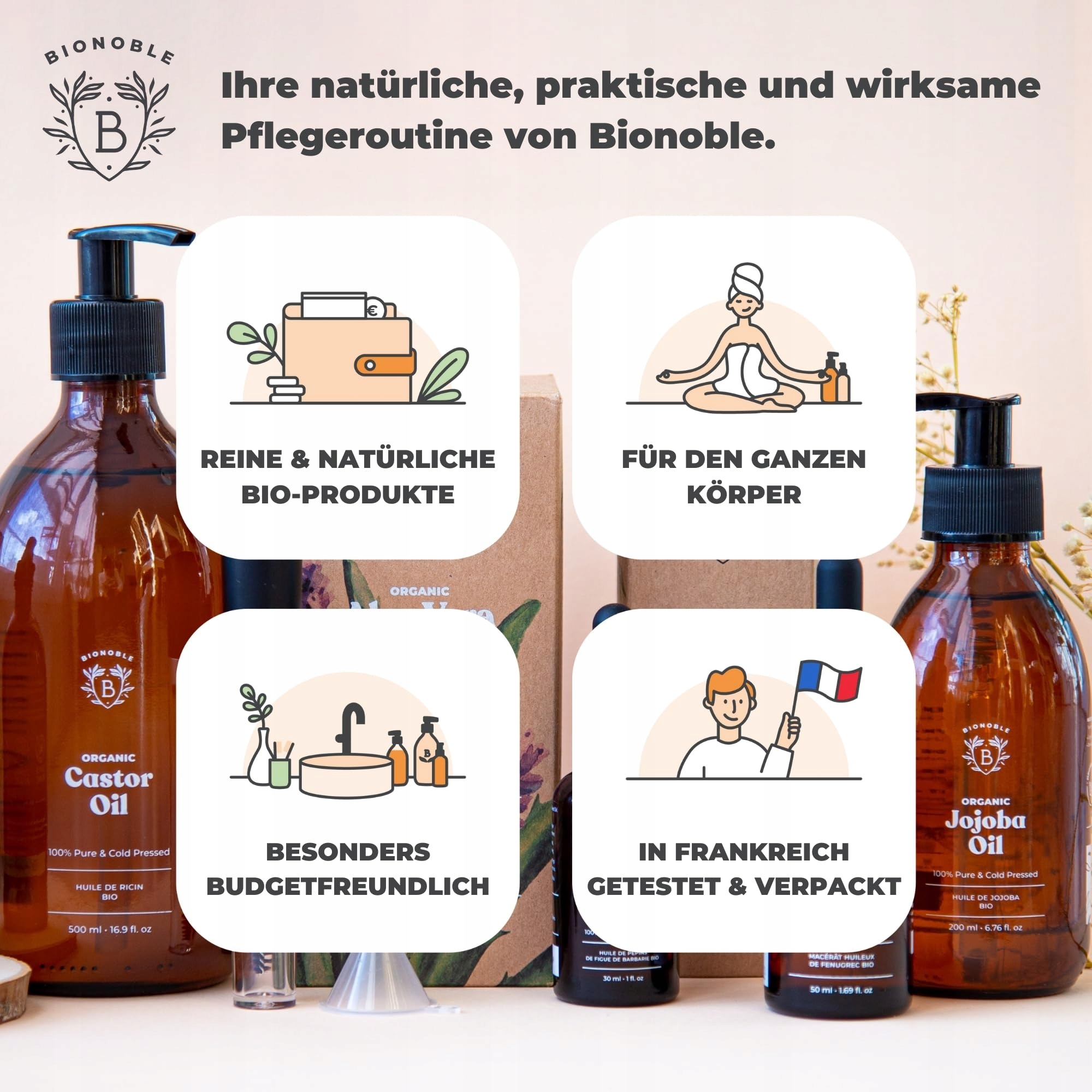 BIONOBLE Olej Rycynowy Bio 500ml Naturalny Do Włosów Rzęs Brwi Paznokci — miniatura 9
