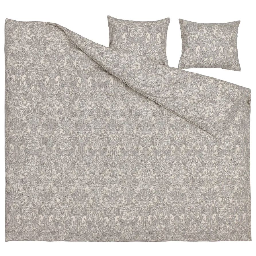 

Ikea Jattevallmo Komplet pościeli 200x200 beż/szar