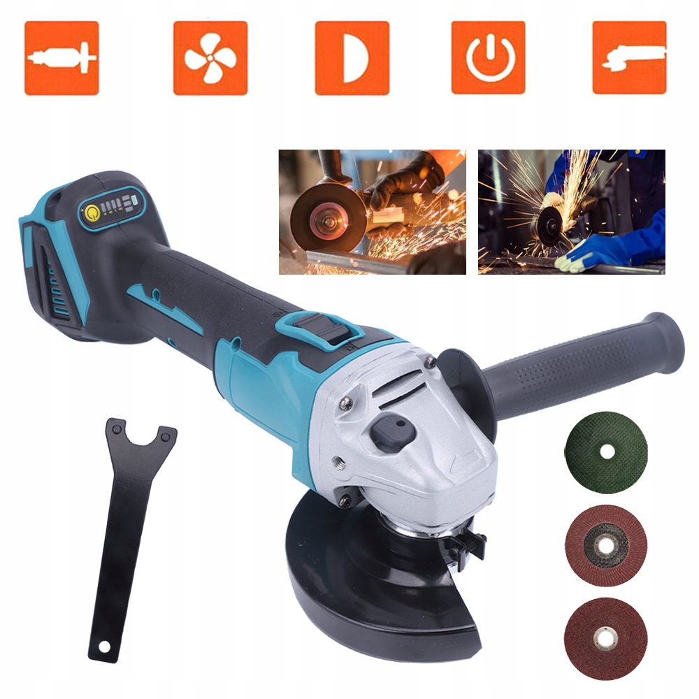 Úhlová Bruska Akumulátorová 18V 125mm 860W 3 Kotouče