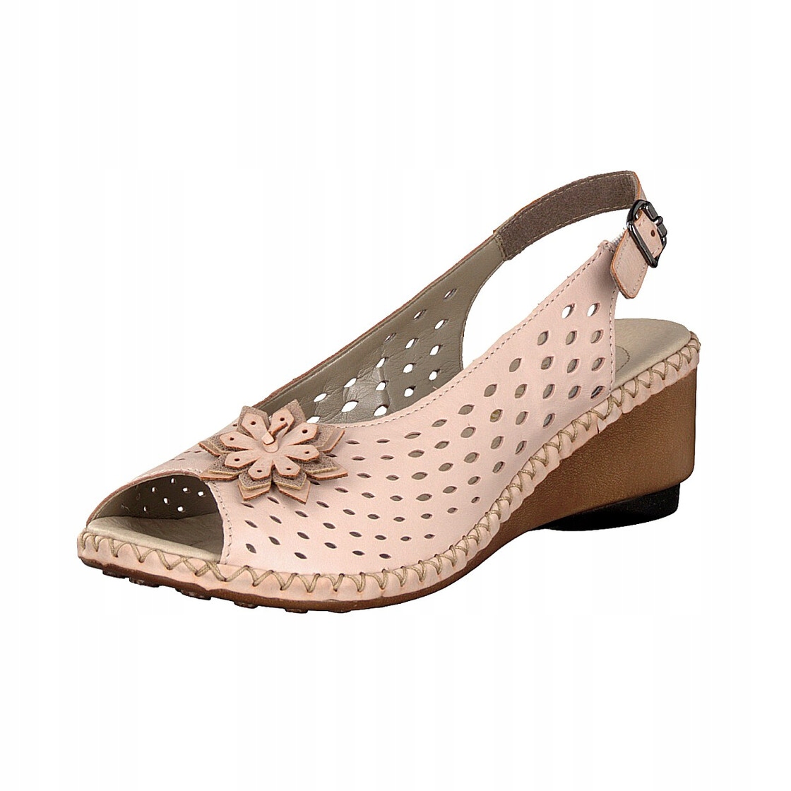 

Rieker różowe sandały damskie na koturnie 66177