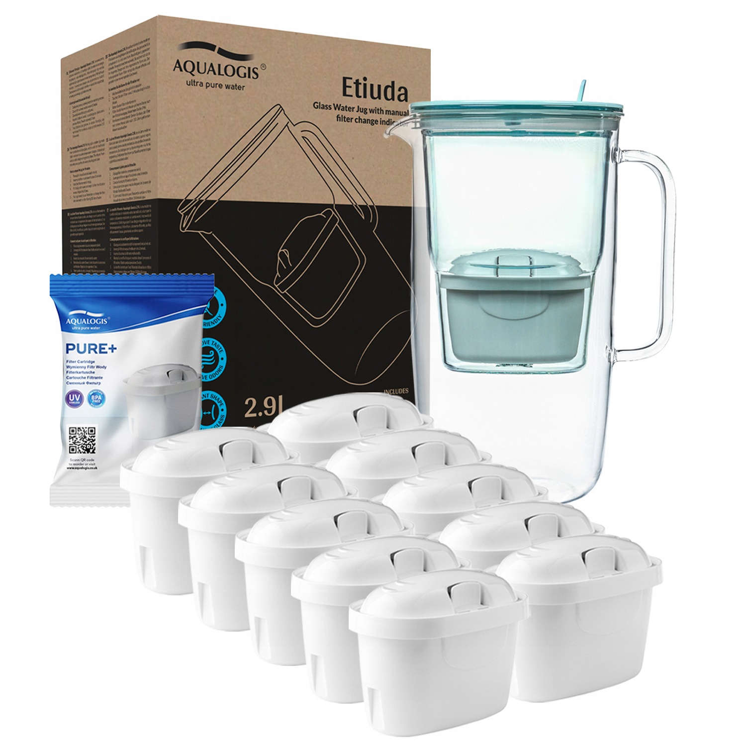 Filtrační konvice Aqualogis Etiuda 2,9 l modrá 10 náplní
