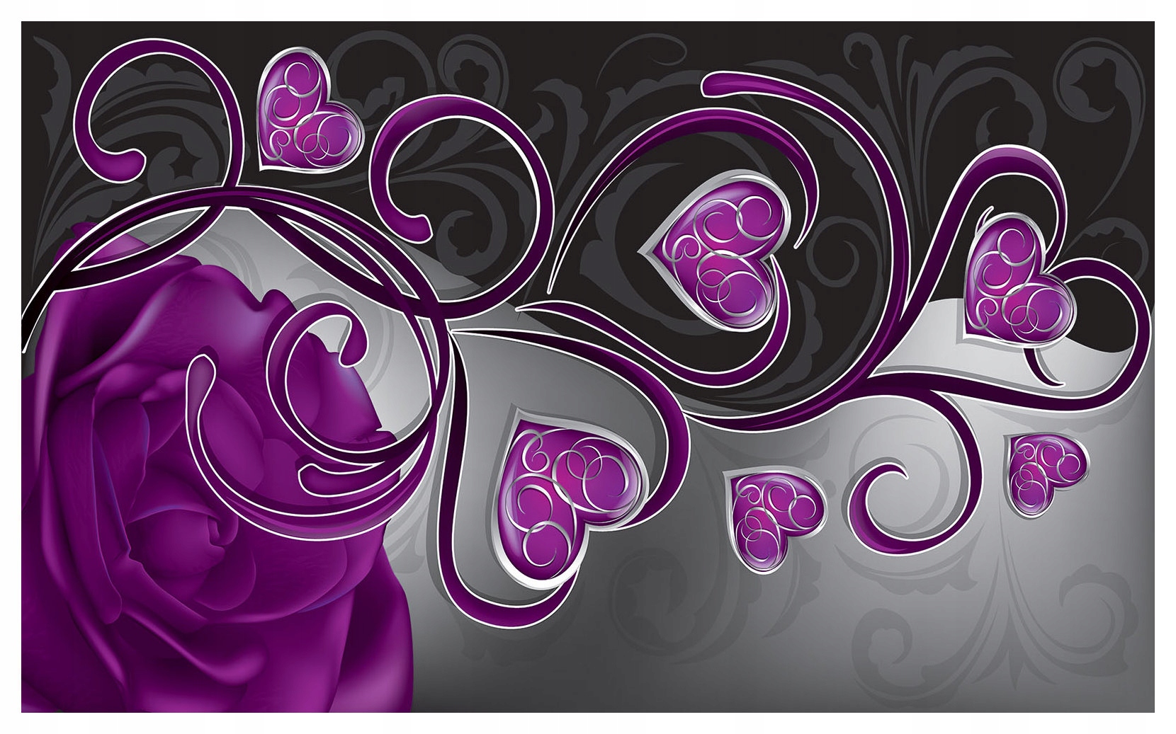 Fototapeta Purpurová růže se srdíčky a láskou na zdi 416x254 lepidlo