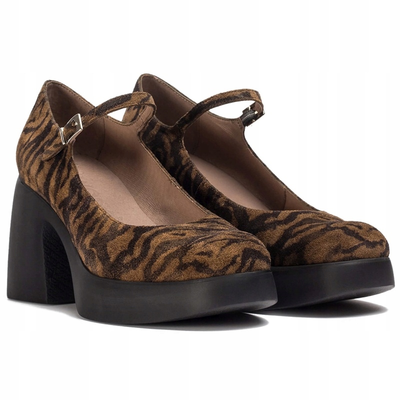 Dámské lodičky s páskem španělské Wonders H-4940 Zebra Tabac VEL..38