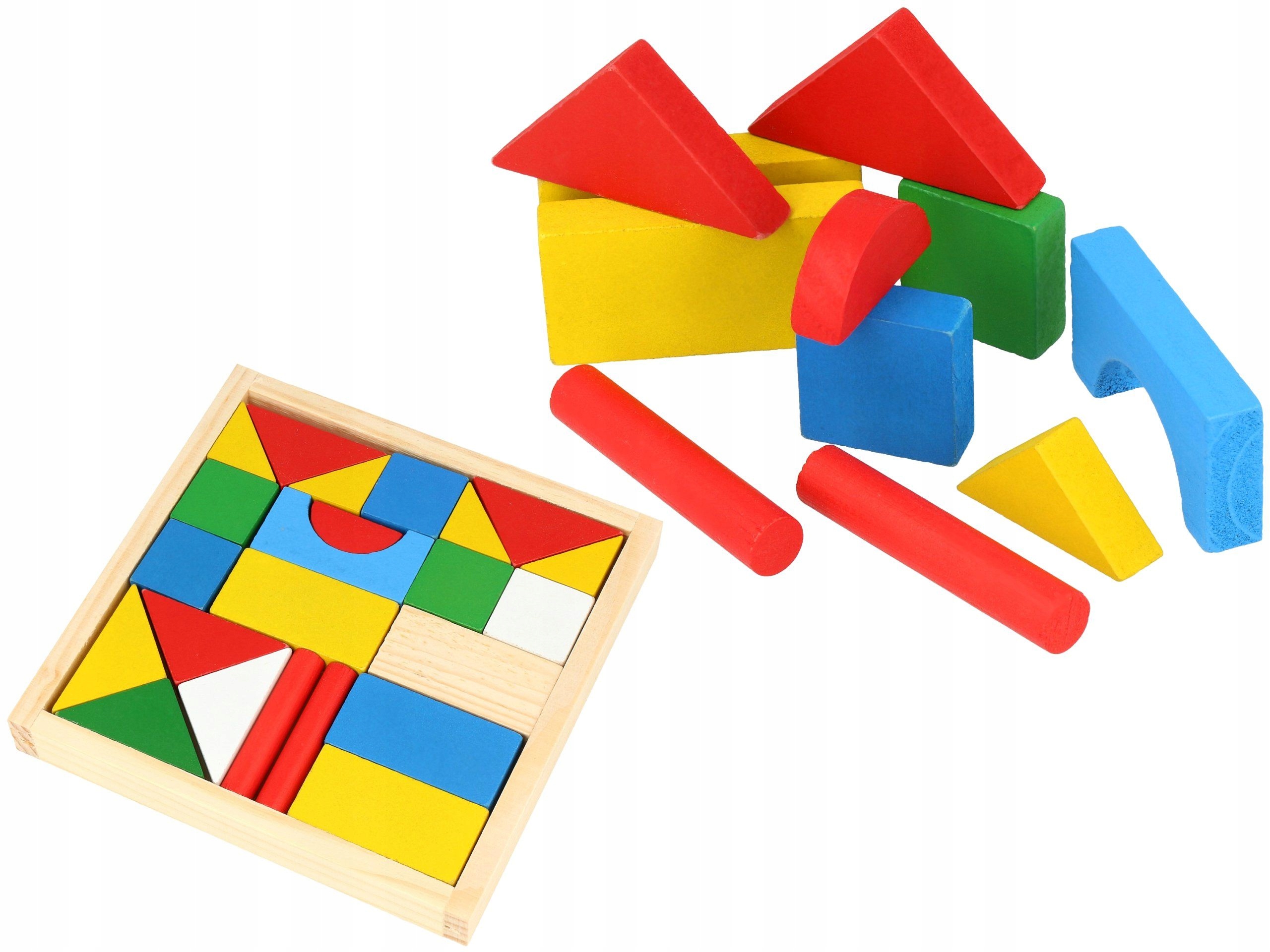 

Klocki Drewniane konstrukcyjne układanka 23szt 3+