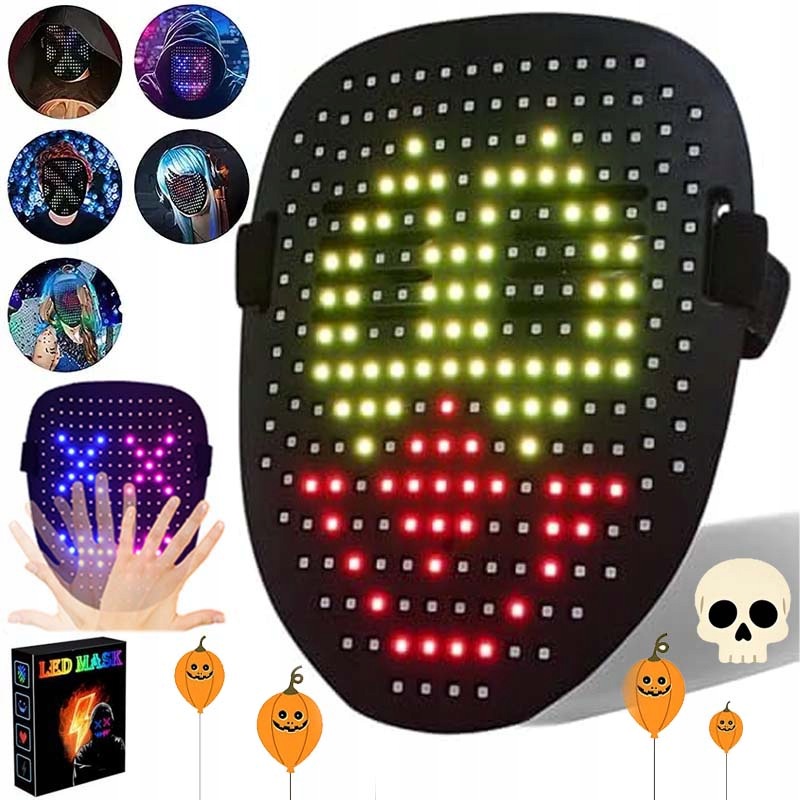 Led Maska Neonové Svítící Halloweenské Kostýmy A Cosplay Párty Kyberpunk 600MAH