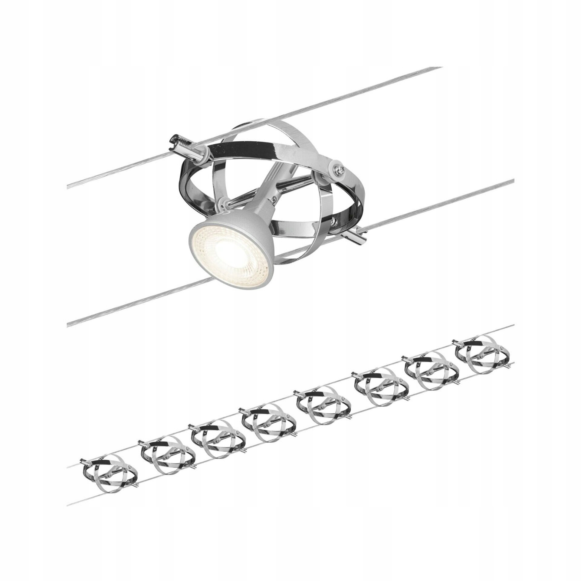 Paulmann lankový systém Kardan 8x bodový matný chróm bez žiarovky GU5.3