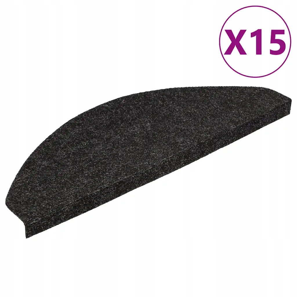 Nášlapy na schody z jehlové plsti, protiskluzové, černé, 56x17x3 c