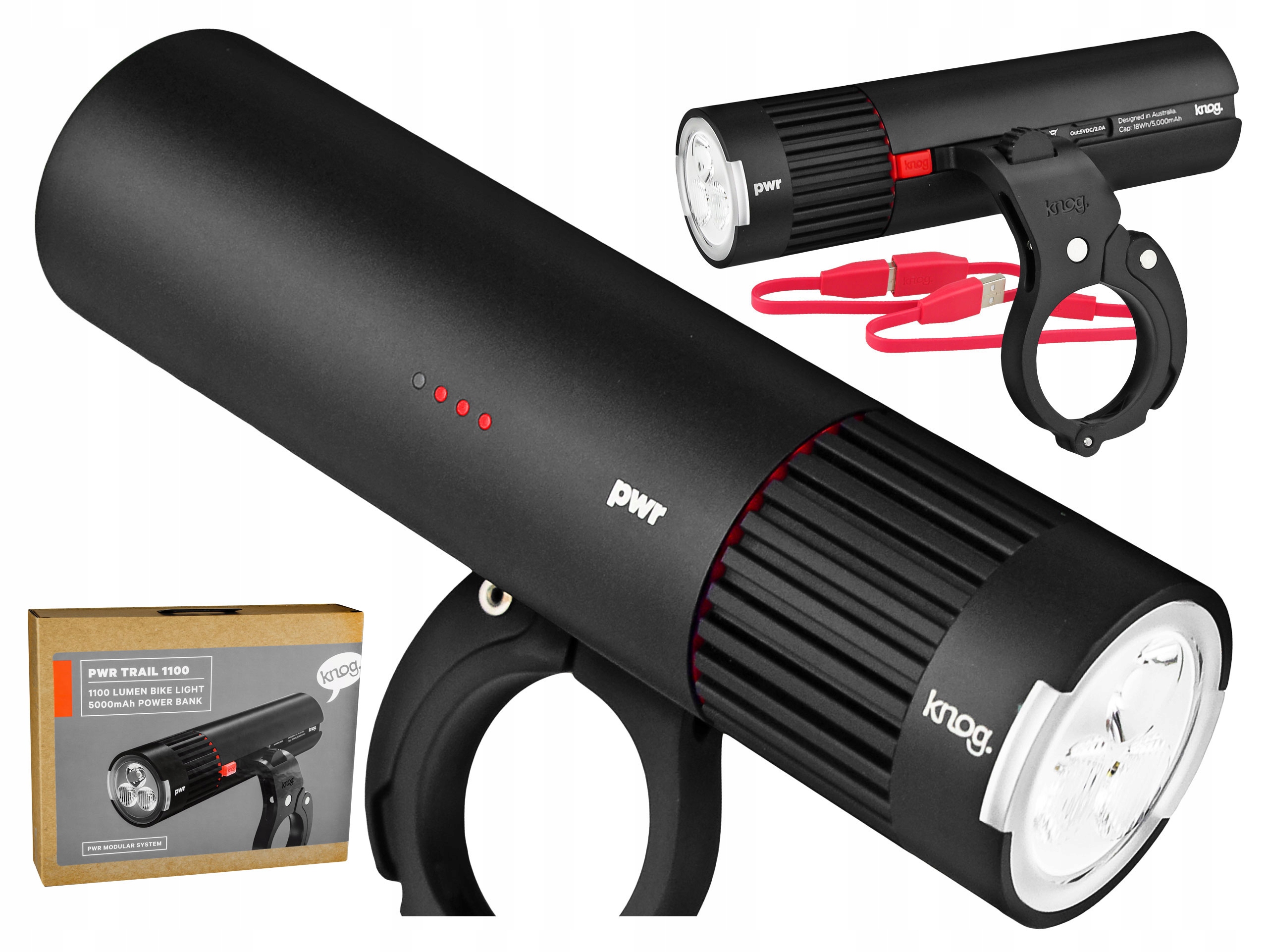 

Lampka Przednia Knog Pwr Trail 1100 LM Power Bank