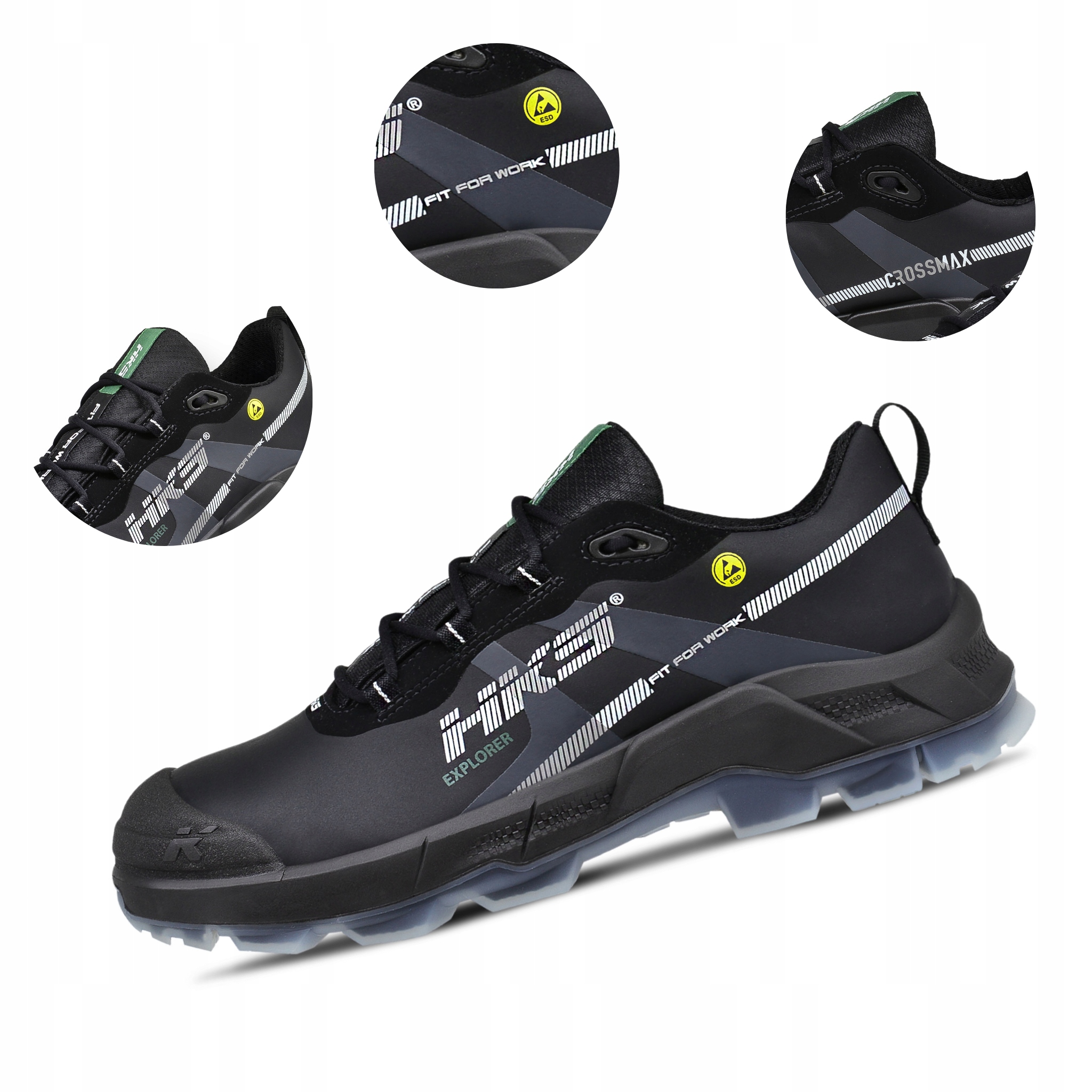 Lekkie i Wysokie Buty Robocze Bhp Męskie Półbuty Explorer Green S3