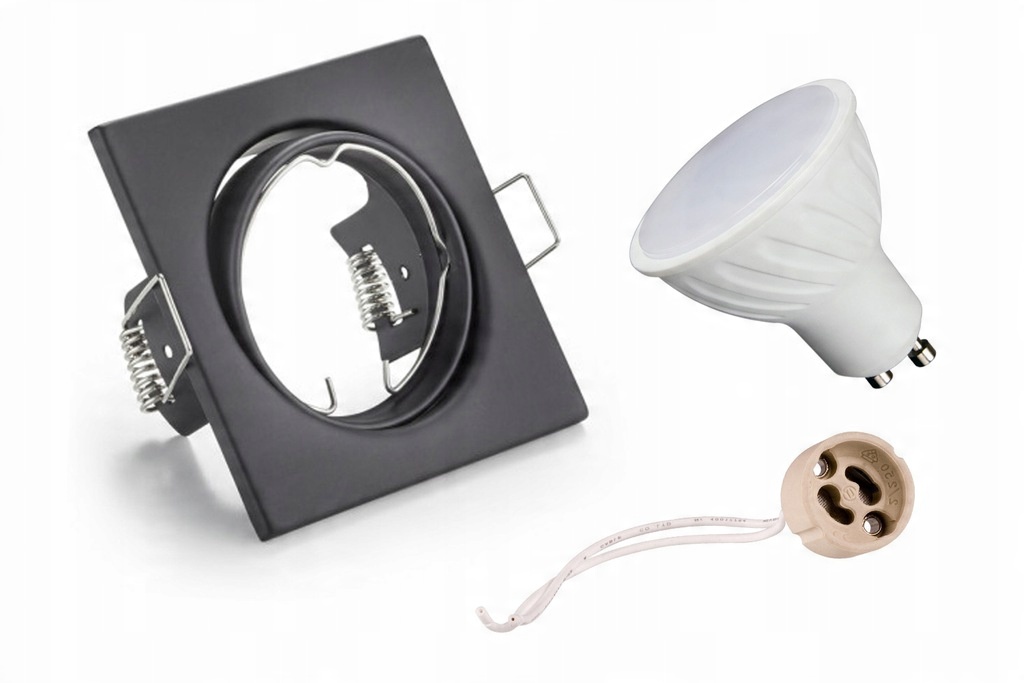 

Zestaw Led GU10 8W Oprawa halogen Czarny Kwadrat