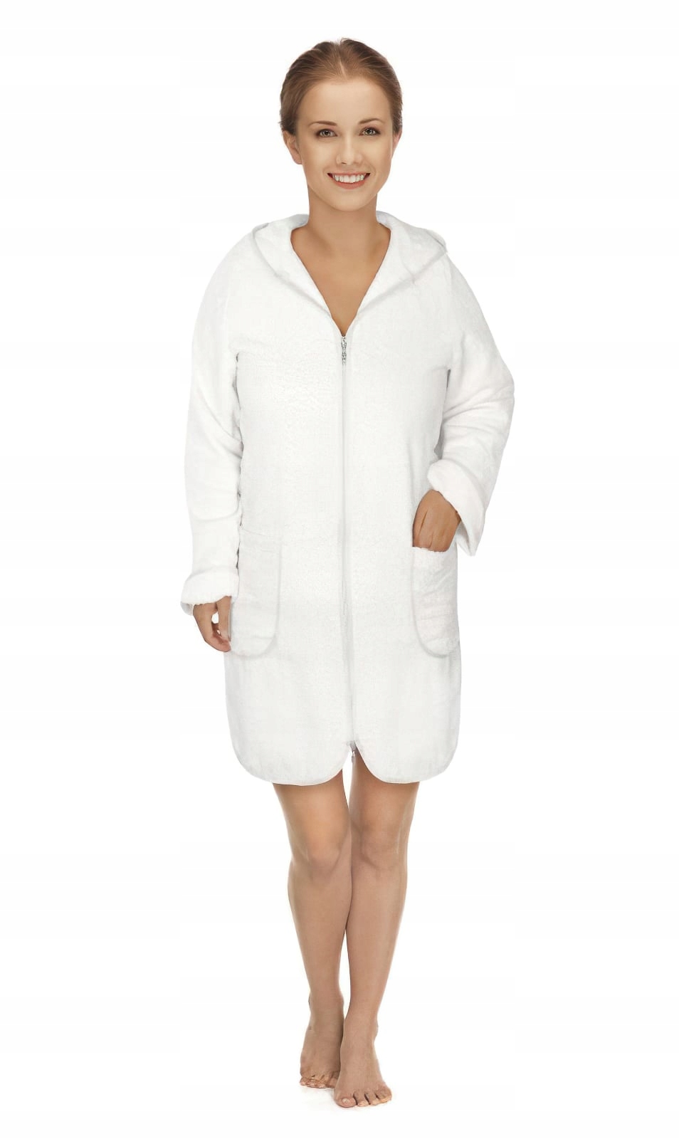 Župan Froté Na Zip 4847/001 bílý, bavlněné froté, 330 g/m², dámský,…