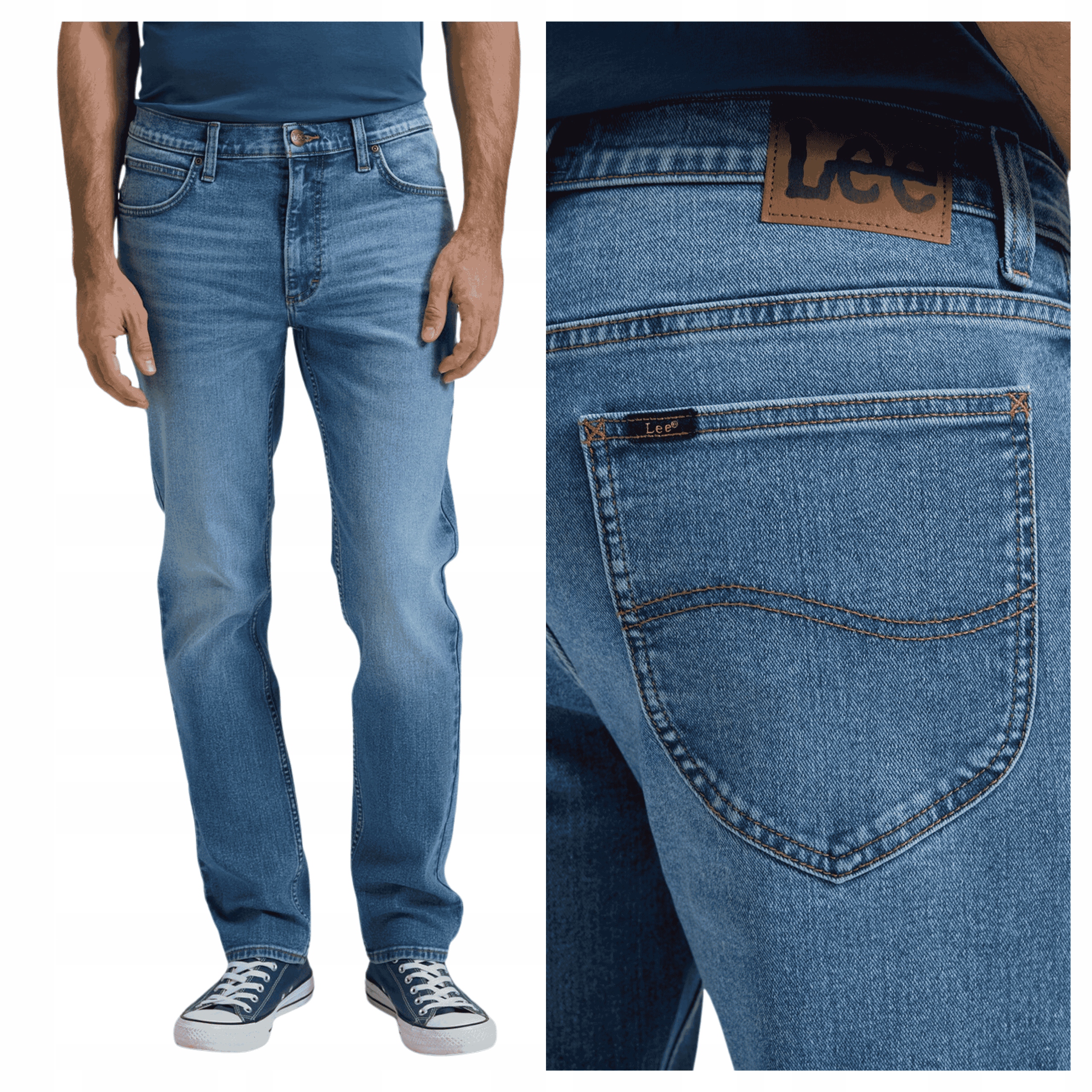 Pánské džínové kalhoty Lee Rider Modré Klasické Bavlněné W32 L32